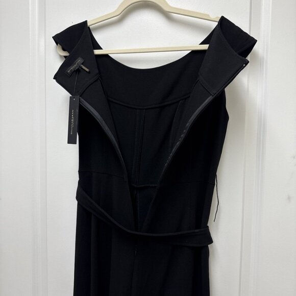 New Donna Karan Size 8 Black Belted Sleeveless Straight Leg Jumpsuit NWT - Picture 9 of 12
